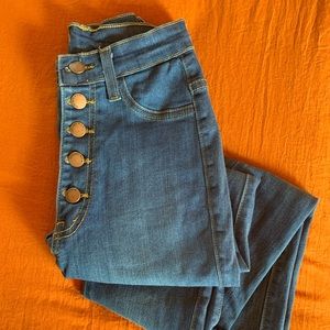 Women's Button Fly Super High Waist skinnys